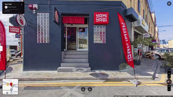 A Google Street View capture of the Yami Yabi restaurant exterior.